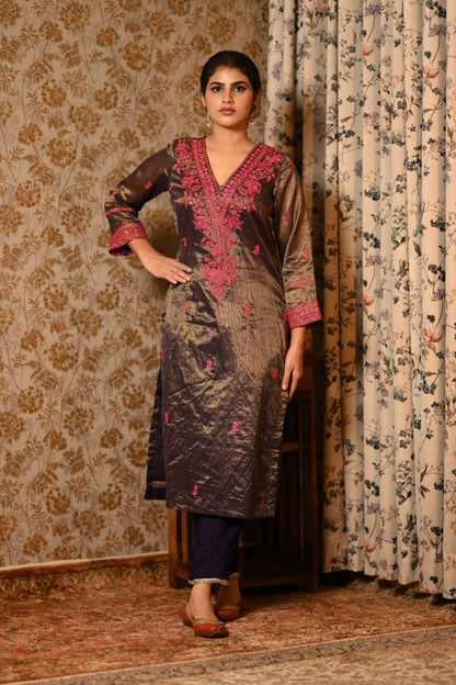 Heer Tissue Embroidered Kurti Pant