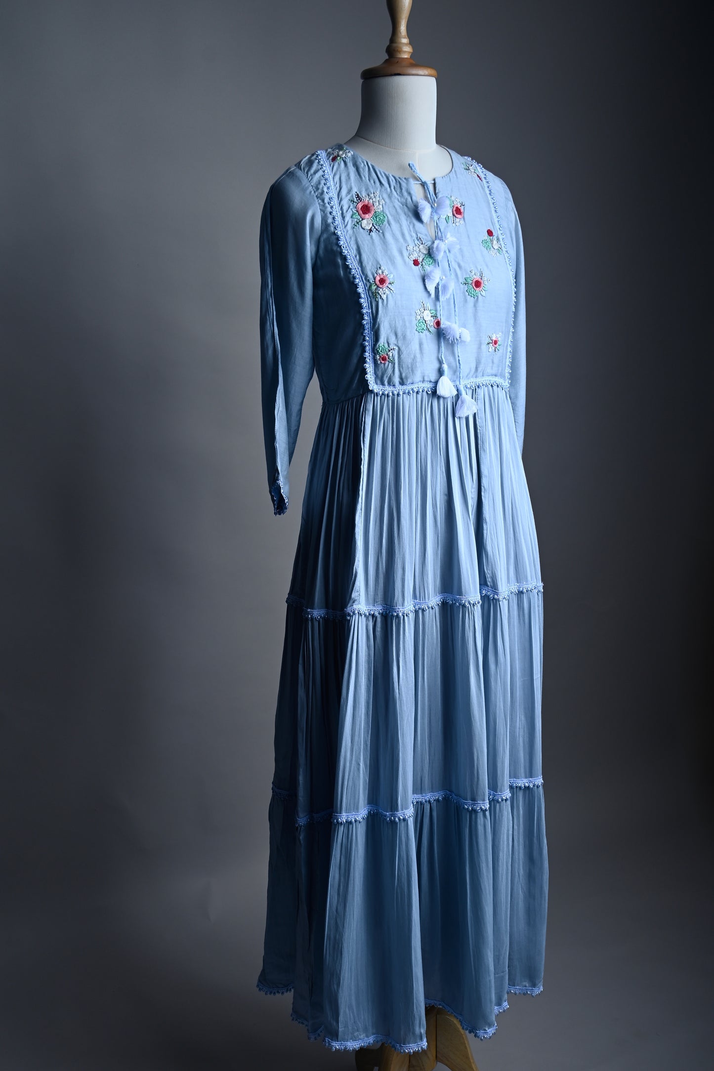 Rose Hand Embroidered Mulmul Dress