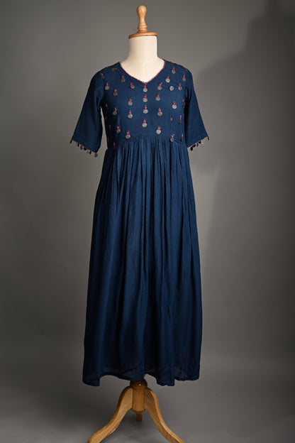 Midnight Blue Coin Hand Embroidered Dress