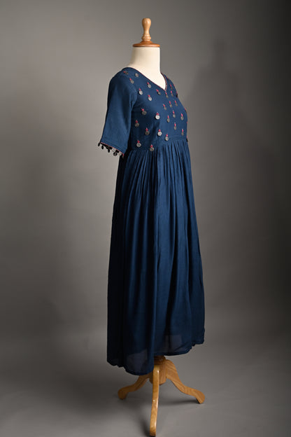 Midnight Blue Coin Hand Embroidered Dress