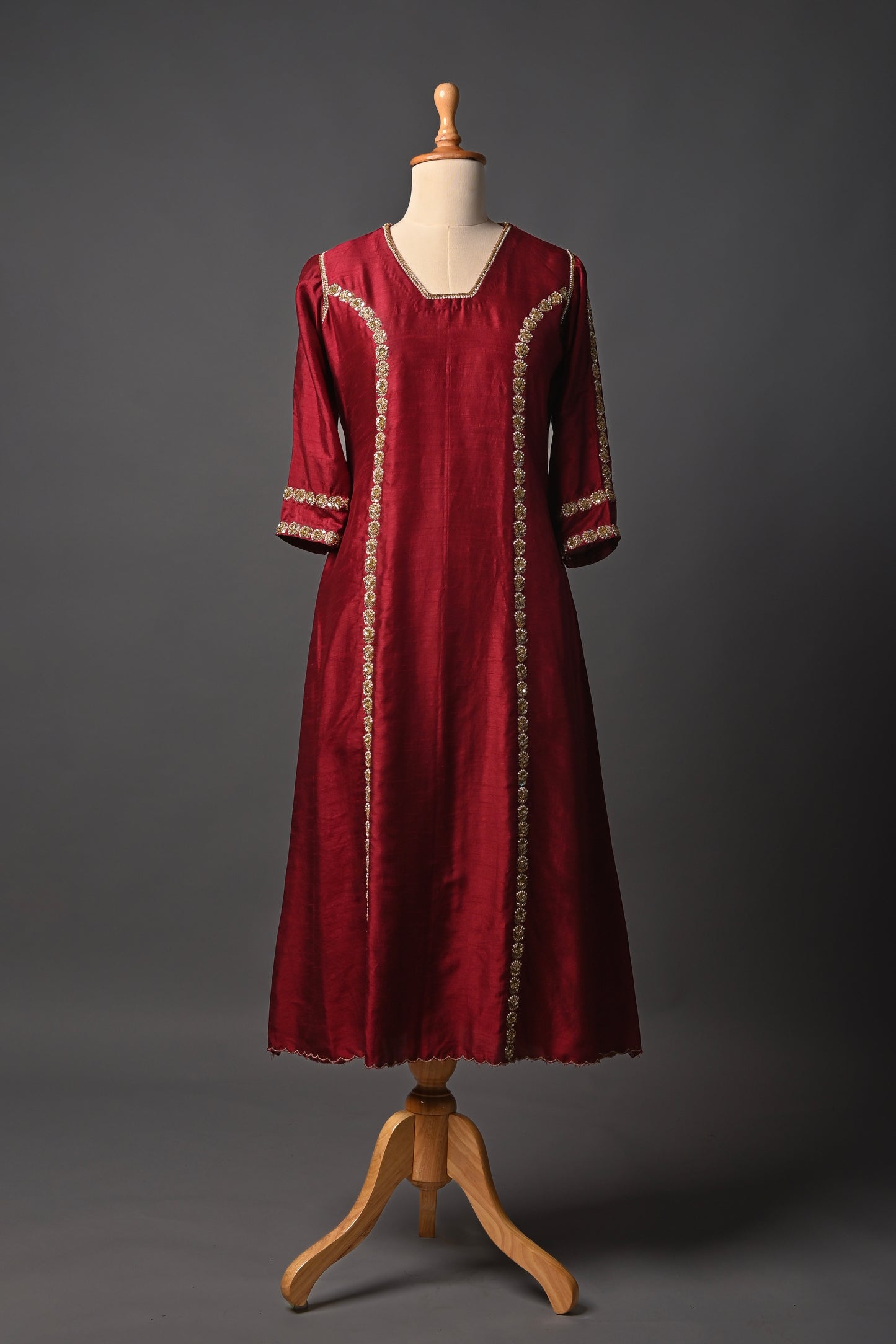 Maroon Hand Embroidered Dress